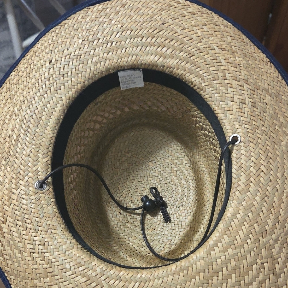 🔵3/$13 Stylish Straw Hat with Navy Band - Picture 4 of 7